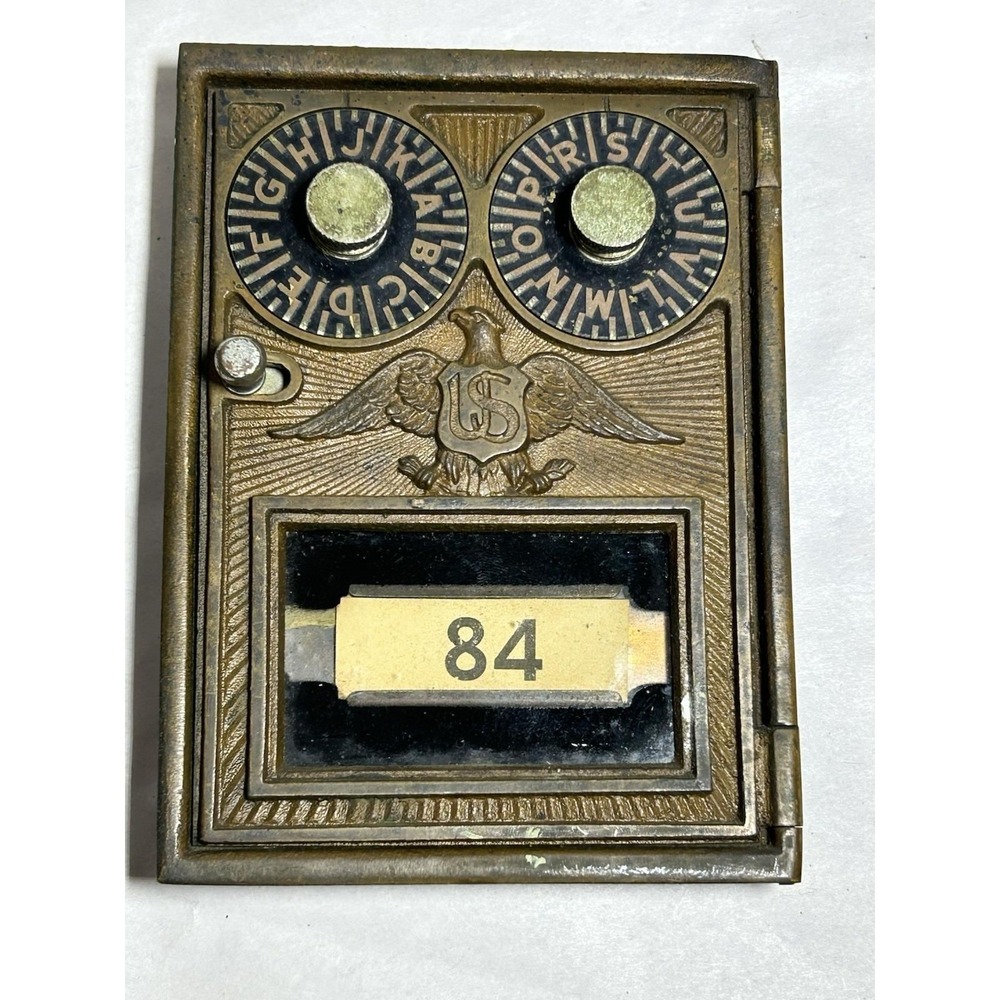 VTG Barwick Georgia Corbin Brass Post Office Box Door Flying Eagle Double Dial